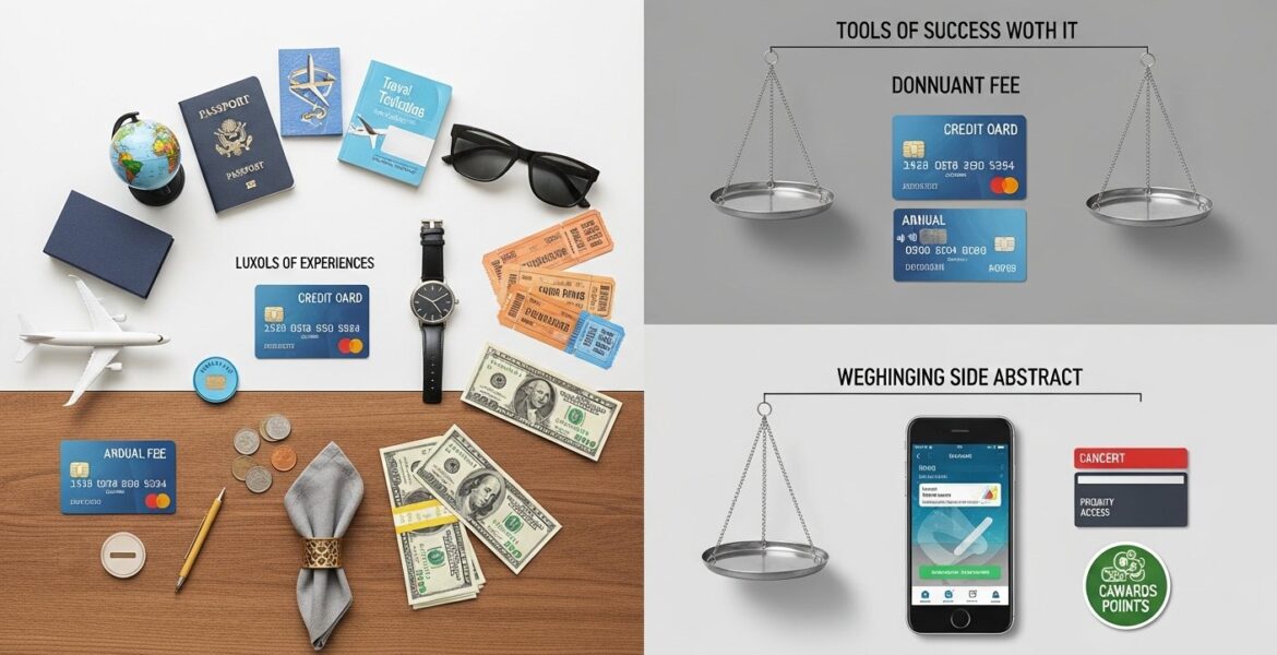 Illustration of credit cards, reward points and shopping bags representing loyalty programs and smart shopping